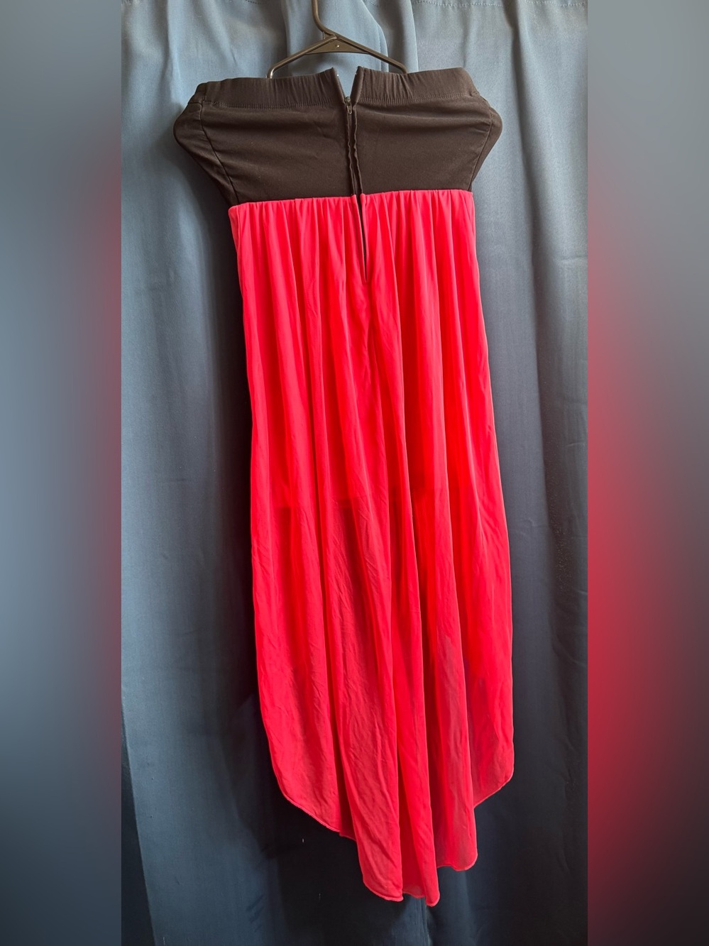 Speechless Strapless Two-Tone Maxi Dress in Black and Bright Pink